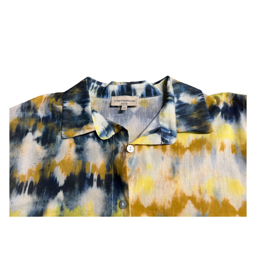 HUMILITY 1949 yellow/blue tie and dye patterned women's shirt SAUMON MADE IN ITALY