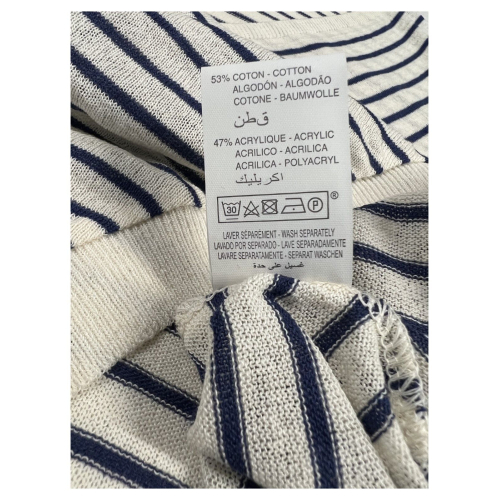 LA FEE MARABOUTEE women's sweater with ecru/blue stripes cotton FD-PU-DANAO MADE IN ITALY