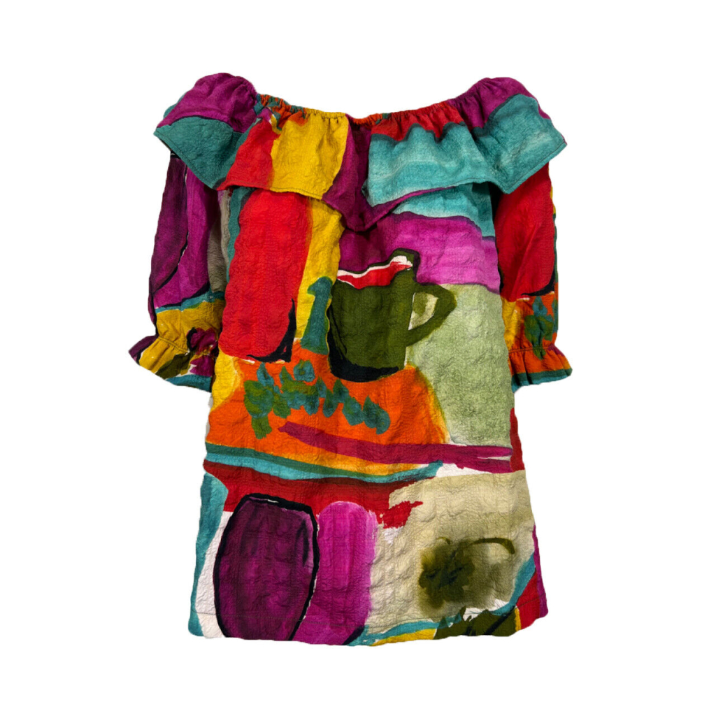 ALDO MARTINS CAPJULUCA line multicolor blouse with ruffles 5110 BRUT MADE IN SPAIN