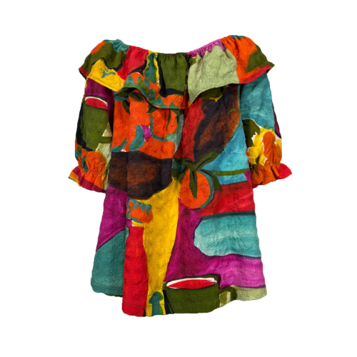 ALDO MARTINS CAPJULUCA line multicolor blouse with ruffles 5110 BRUT MADE IN SPAIN