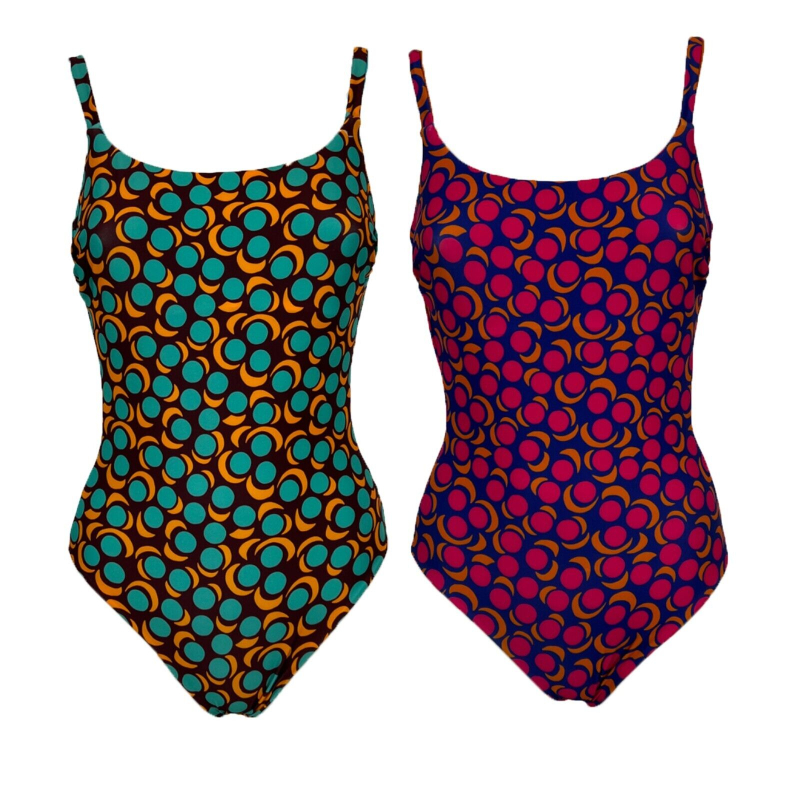 【美品】Acka dot one-piece size2 Red Ankh patchwork One-Piece Swimsuit – Dope Tagz