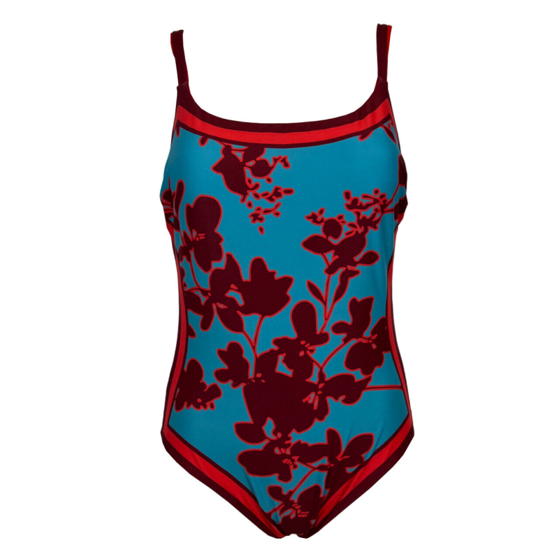 FEELING by JUSTMINE turquoise/red/black cherry one-piece swimsuit 6059 MADE IN ITALY