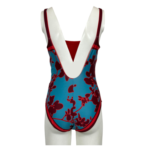 FEELING by JUSTMINE turquoise/red/black cherry one-piece swimsuit 6059 MADE IN ITALY