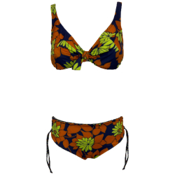 FEELING by JUSTMINE bikini coppa C blu/arancio/lime FCOBKSS24-B2848C 6053 MADE IN ITALY