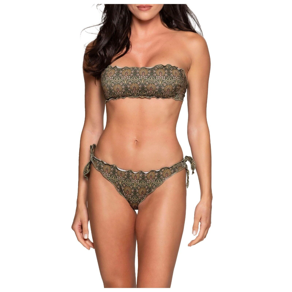 WIKINI green patterned bandeau bikini FASCIA FRU FRU 24CO39 MADE IN ITALY