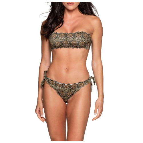 WIKINI green patterned bandeau bikini FASCIA FRU FRU 24CO39 MADE IN ITALY