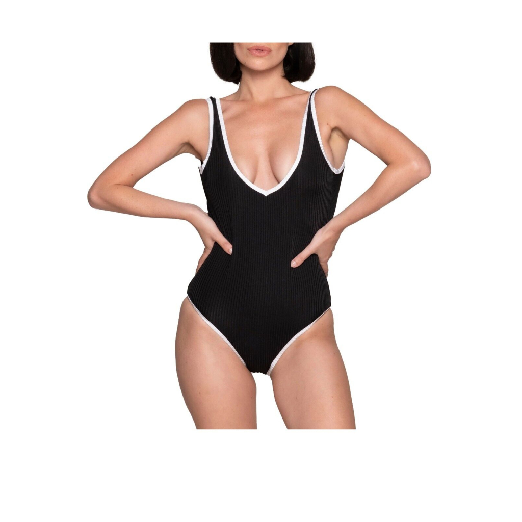 WIKINI black one-piece swimsuit with white profiles VIOLANTE 24RF82 MADE IN ITALY