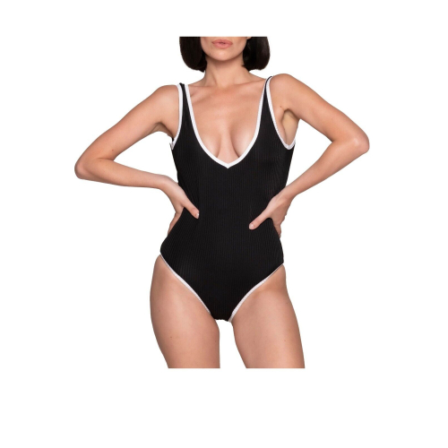 WIKINI black one-piece swimsuit with white profiles VIOLANTE 24RF82 MADE IN ITALY