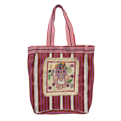 ORDI.TO borsa mare plastica riciclata rigata fuxia/rosso/arancio multicolor KELLY MADE IN INDIA