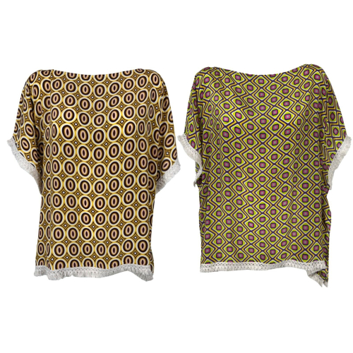 ORDI.TO AURORA poncho patterned blouse 100% viscose MADE IN INDIA
