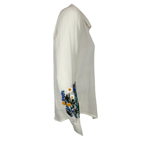 ORDI.TO light ivory shirt with CLOE embroidery 100% cotton MADE IN INDIA