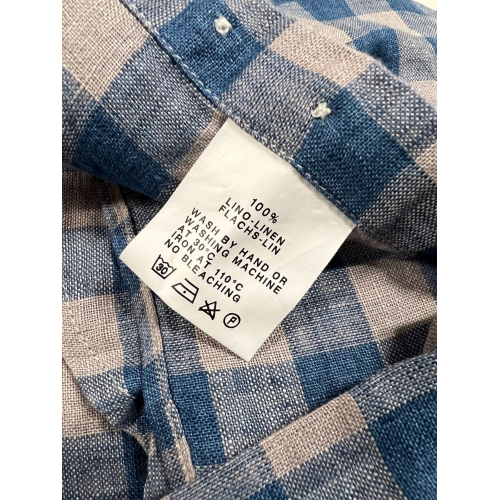 GMF 965 camicia uomo lino quadri tortora/avio 54.L 931323