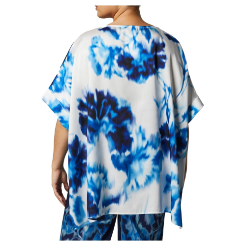 PERSONA by Marina Rinaldi oversized white blouse with light blue print MAGNETE
