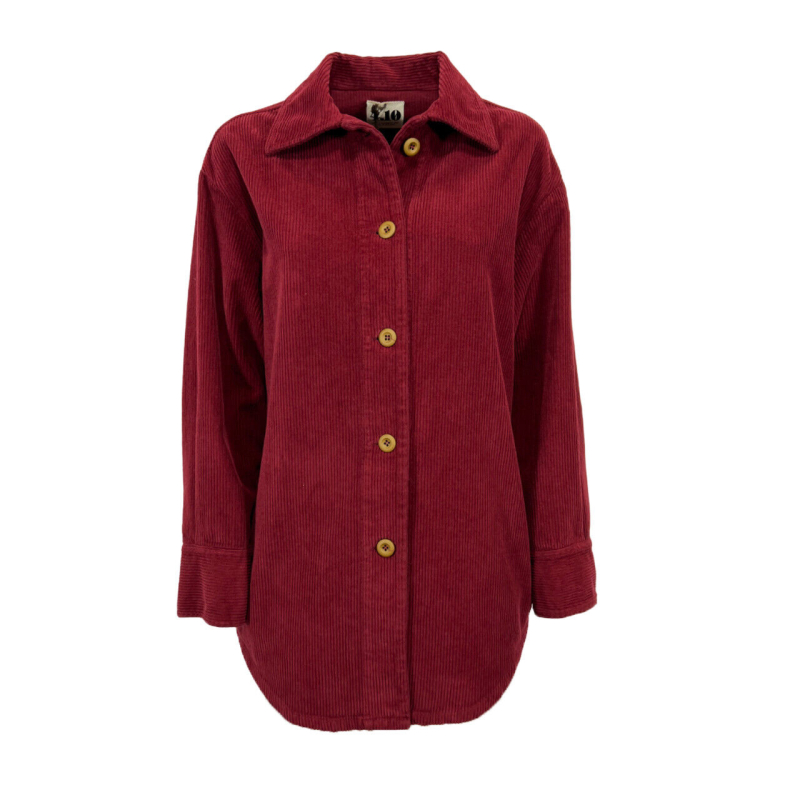 4.10 by BottegaChilometriZero camicia over velluto coste rosso scuro DD23210 MADE IN ITALY
