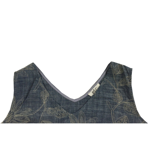 ETICI top donna chambray ricamato beige E1/5734 100% cotone MADE IN ITALY