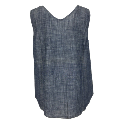 ETICI top donna chambray ricamato beige E1/5734 100% cotone MADE IN ITALY