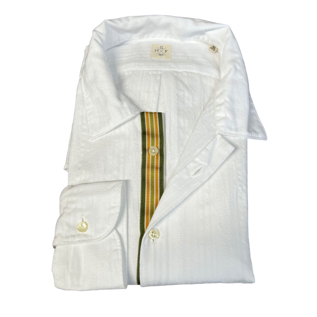 GMF 965 white men's shirt textured fabric SP384 931223 100% cotton
