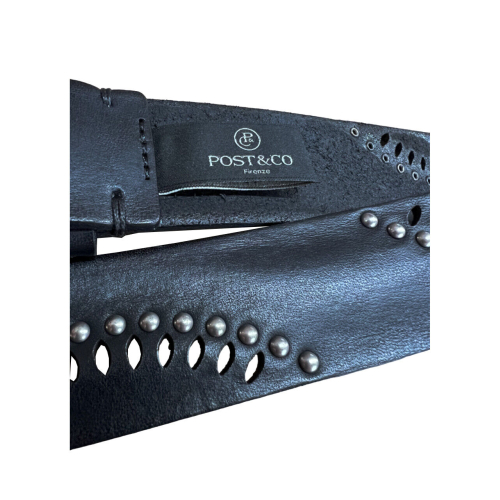 POST & CO cinta uomo nera laserata TC628 100% pelle MADE IN ITALY