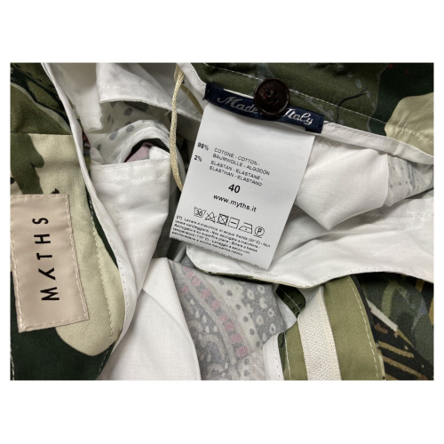MYTHS green patterned women's trousers art 21D09 413 cotton MADE IN ITALY