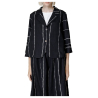 NEIRAMI women's flared unlined jacket in black and white stripes C904AD MADE IN ITALY