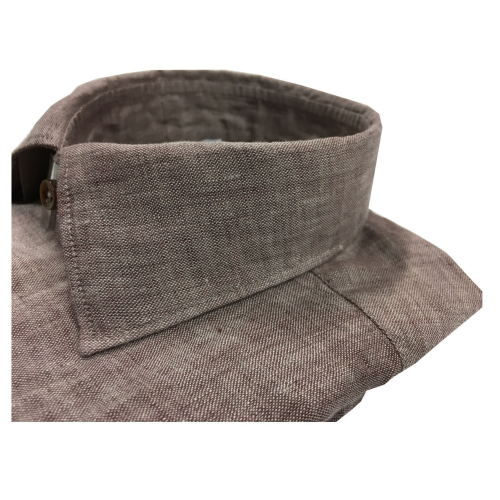 ICON LAB 1961 brown long sleeve shirt 100% linen