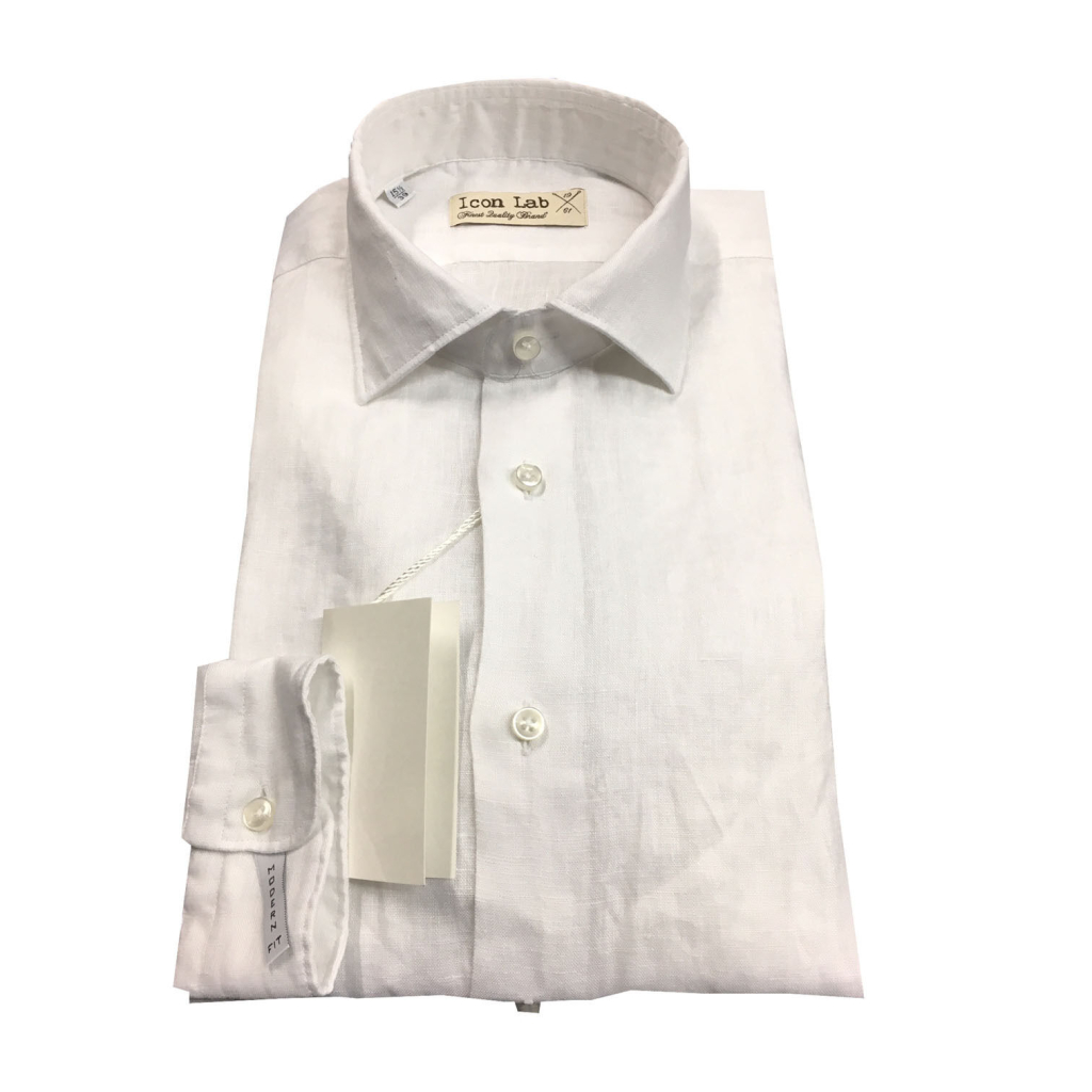 ICON LAB 1961 white long sleeve shirt 100% linen