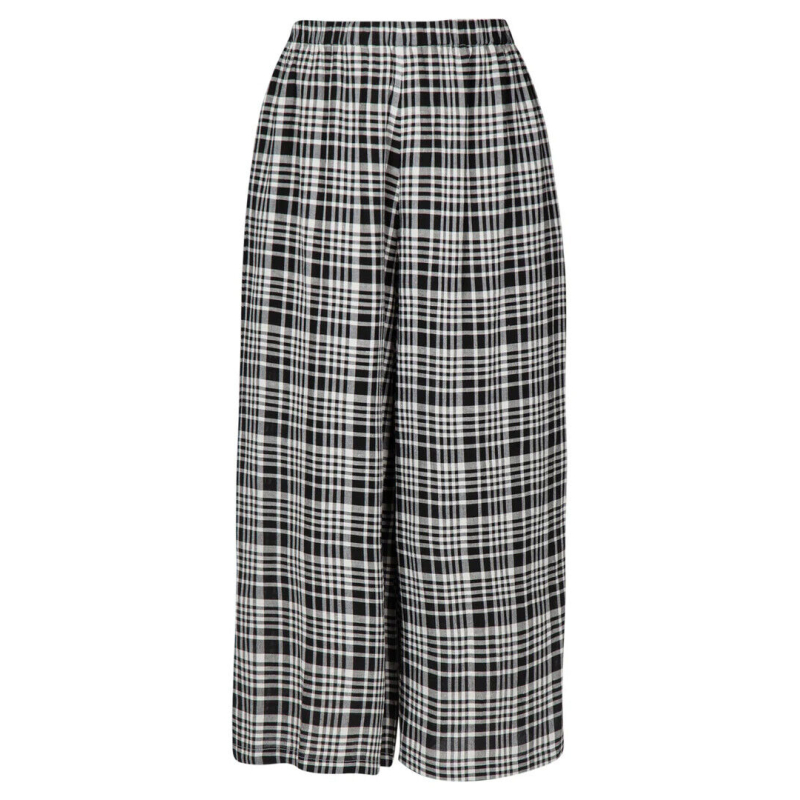 NEIRAMI women's cropped palazzo trousers checked white/black BL12MA MADE IN ITALY