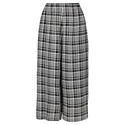 NEIRAMI women's cropped palazzo trousers checked white/black BL12MA MADE IN ITALY