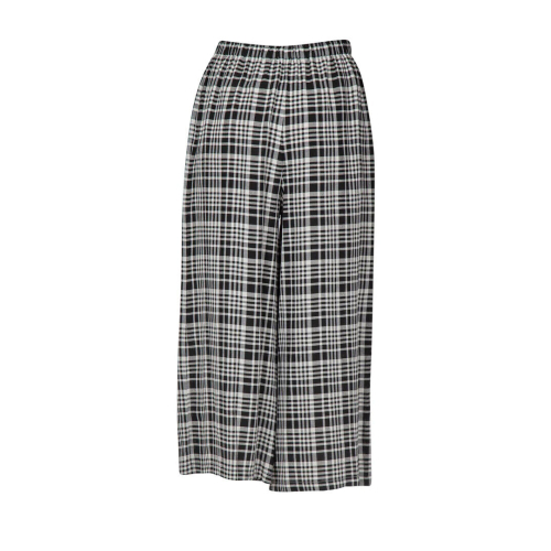 NEIRAMI women's cropped palazzo trousers checked white/black BL12MA MADE IN ITALY