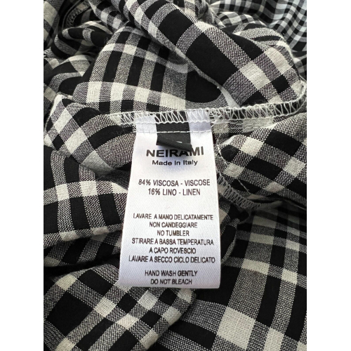 NEIRAMI women's cropped palazzo trousers checked white/black BL12MA MADE IN ITALY