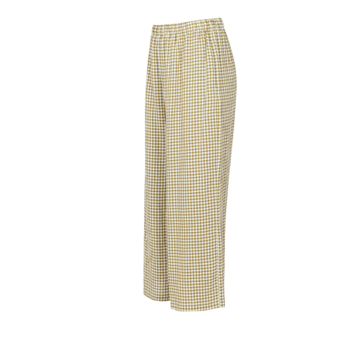NEIRAMI pantalone donna palazzo cropped quadri bianco/verde B122MA MADE IN ITALY
