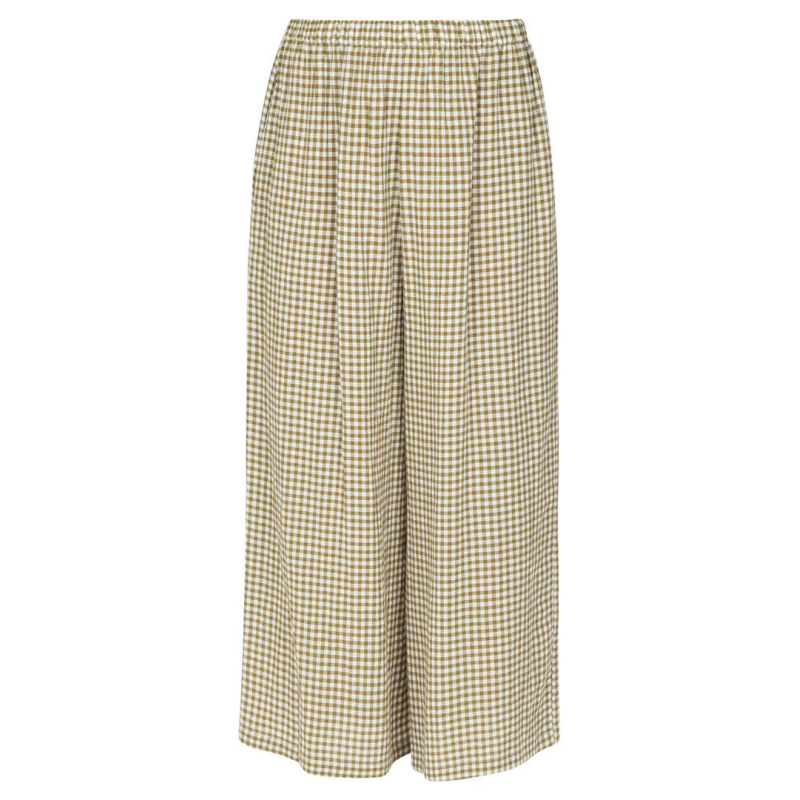 NEIRAMI pantalone donna palazzo cropped quadri bianco/verde B122MA MADE IN ITALY