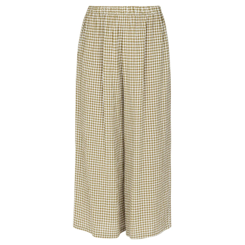 NEIRAMI pantalone donna palazzo cropped quadri bianco/verde B122MA MADE IN ITALY