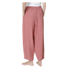 NEIRAMI pantalone donna ovetto quadri beige/rosso P933LC BLUSANTE 100% lino MADE IN ITALY