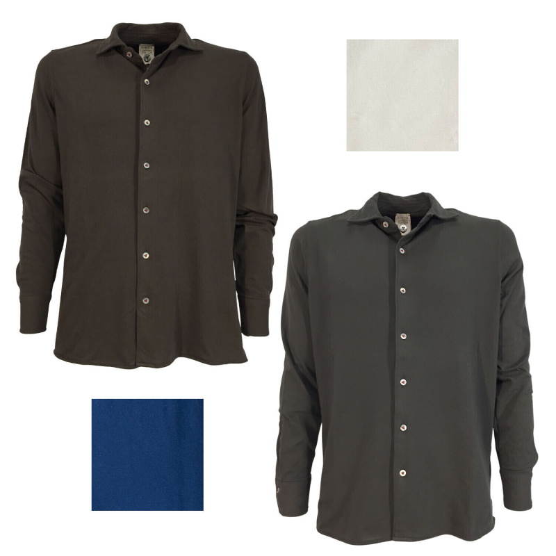 H953 man shirt long sleeve stretch piquet slim fit art HS3255 AMALFI MADE IN ITALY