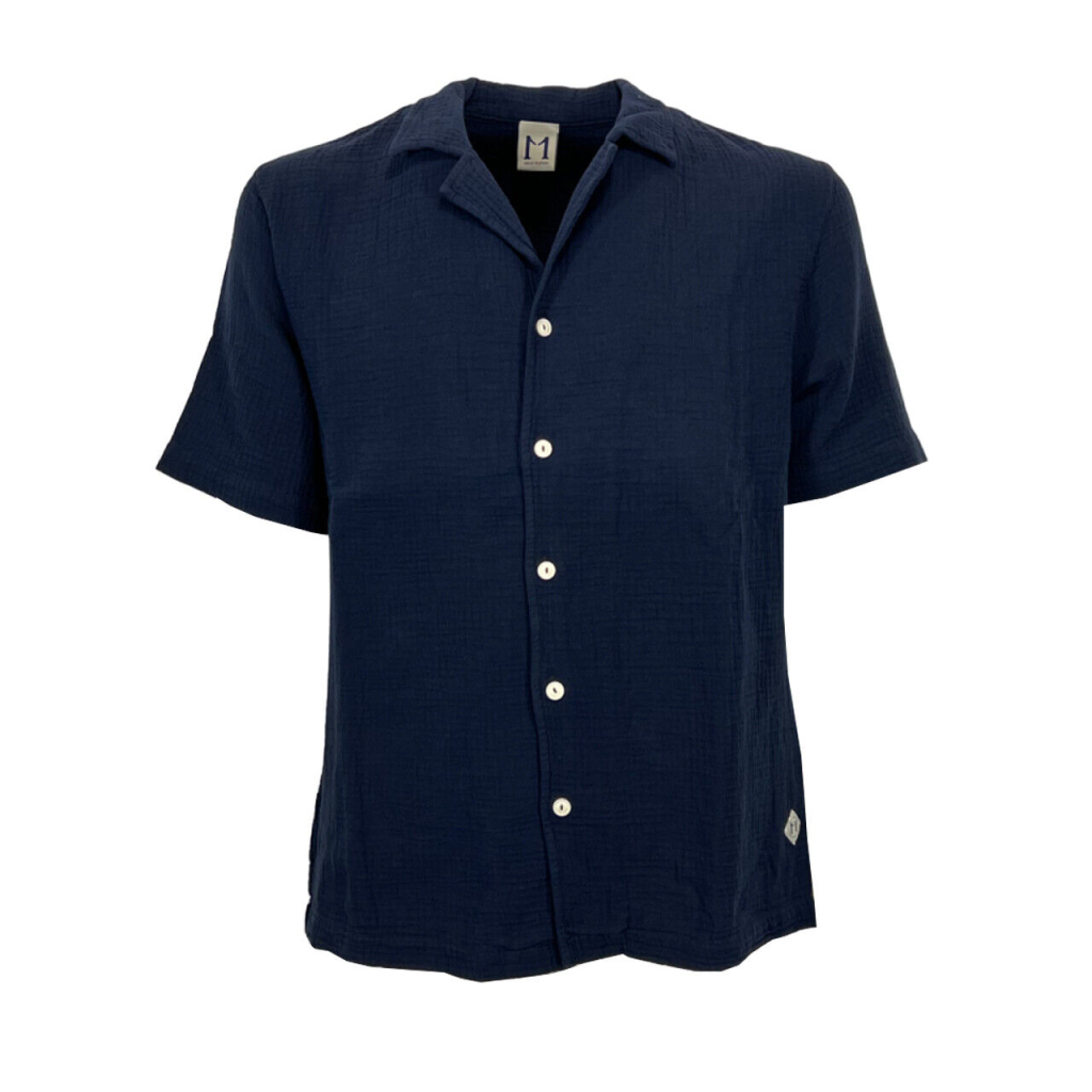 MOLO ELEVEN blue men's shirt embossed fabric WHISKEY/22 100% cotton MADE IN ITALY