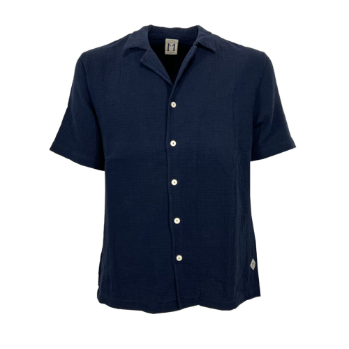 MOLO ELEVEN blue men's shirt embossed fabric WHISKEY/22 100% cotton MADE IN ITALY