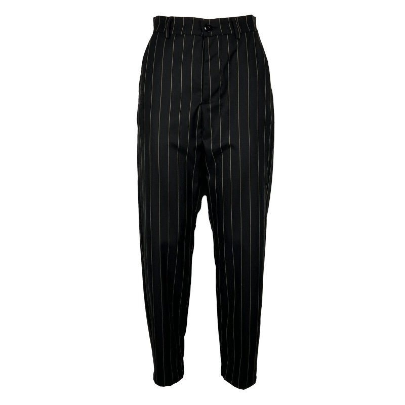 SOHO-T pantalone donna nero gessato beige WP46 EGS100 FRIDA MADE IN ITALY