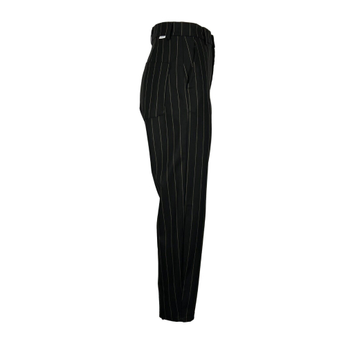 SOHO-T pantalone donna nero gessato beige WP46 EGS100 FRIDA MADE IN ITALY