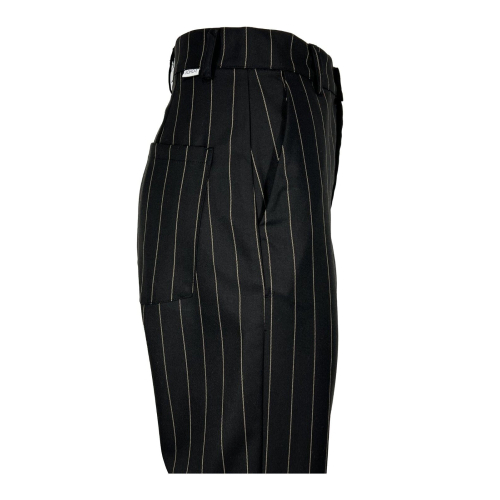 SOHO-T pantalone donna nero gessato beige WP46 EGS100 FRIDA MADE IN ITALY