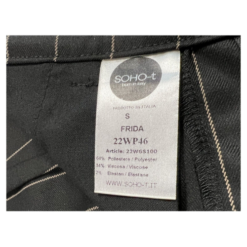 SOHO-T pantalone donna nero gessato beige WP46 EGS100 FRIDA MADE IN ITALY