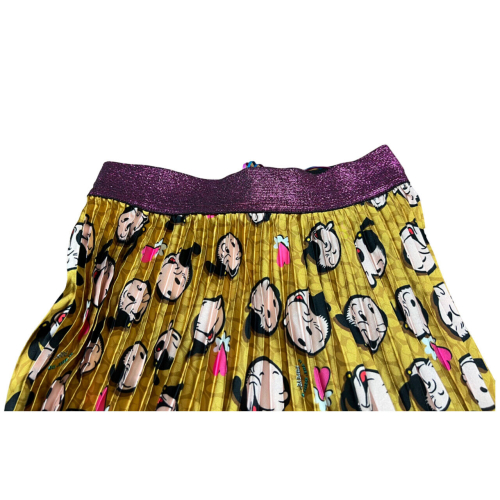 IL THE DELLE 5 mustard pleated skirt with Olivia LILI 56ST POPEYE pattern MADE IN ITALY
