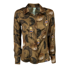 IL THE DELLE 5 camicia donna beige fantasia KILIE 56ST MOON GOLD MADE IN ITALY