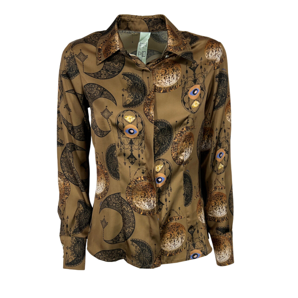 IL THE DELLE 5 camicia donna beige fantasia KILIE 56ST MOON GOLD MADE IN ITALY IL THE DELLE 5 camicia donna beige fantasia KILIE 56ST MOON GOLD MADE IN ITALY