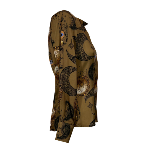 IL THE DELLE 5 camicia donna beige fantasia KILIE 56ST MOON GOLD MADE IN ITALY