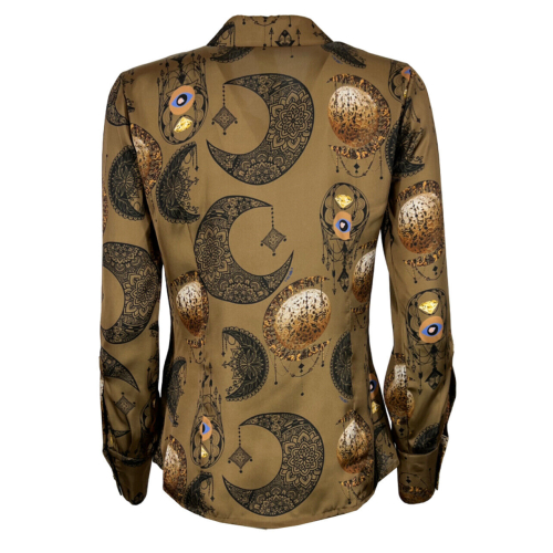IL THE DELLE 5 camicia donna beige fantasia KILIE 56ST MOON GOLD MADE IN ITALY