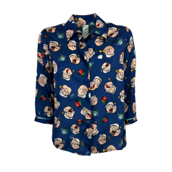 IL THE DELLE 5 camicia donna azzurro scuro fantasia Popeye SPOON 56 T POPEYE MADE IN ITALY