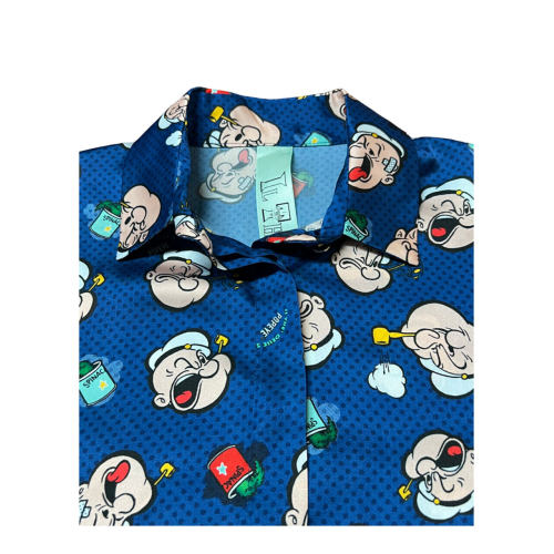 IL THE DELLE 5 camicia donna azzurro scuro fantasia Popeye SPOON 56 T POPEYE MADE IN ITALY