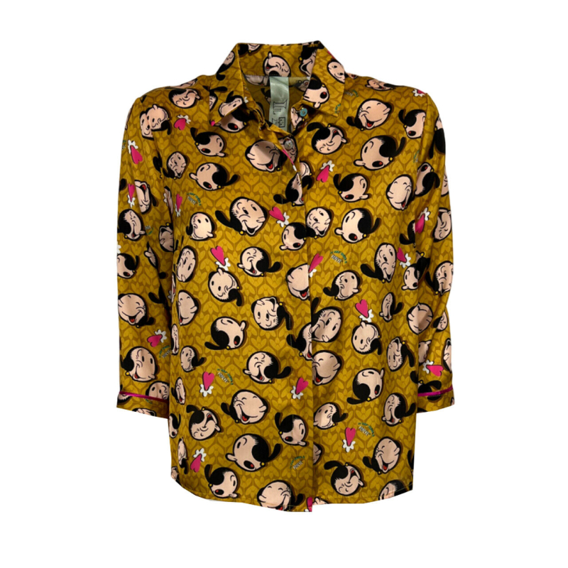 IL THE DELLE 5 camicia donna senape fantasia Olivia SPOON 56ST POPEYE MADE IN ITALY