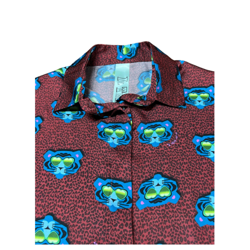 IL THE DELLE 5 burgundy women's shirt with tiger pattern SPOON 56ST TIGER MADE IN ITALY